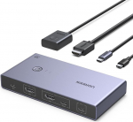 UGREEN USB C KVM Switch 4K60Hz 2 PC 1 Monitor toetab EDID Management KVM Switch 2 in 1 Out 4 USB 3.0 pordiga hiirele, klaviatuurile, kaasaskantavale k&otilde;vakettale, USB-pulgale jne.