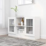 Tidyard Standing Display Cabinet Glass Display Case Book Cabinet Living Room Cabinet Chest of Drawers Sideboard White 120 x 30.5 x 70 cm