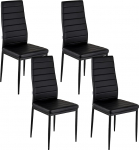 Baroni Home Dining Room Chairs, Set of 4 Chairs with High Backrest and Ergonomic Seat, Elegant and Modern Dining Table Chairs Made of Faux Leather with Steel Frame, 40 x 48 x 96 cm, Black