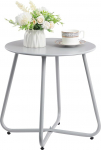 HollyHOME Round Metal Side Table Rust Resistant Patio Small Plant Stand 44cm Portable Side Table for Balcony, Garden, Living Room and Bedroom, Grey