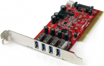 StarTech.com 4 Port USB 3.0 PCI liidesekaart - PCI SuperSpeed USB 3.0 kontrollerkaart - 2 x USB 3.0 (emane) Iga 1x SATA/SP4 sisemine
