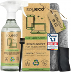 SOYECO Eco Screen Cleaner Set 500 ml with 2 x Microfibre Cloths and Brush for Comprehensive Device Care &ndash; TV Displays (LCD, LED, OLED, QLED, TFT), Mobile Phone, Laptop and Keyboard, PC & Much More