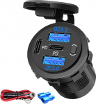 4 pesa 12 V USB pistikupesa koos sisse-v&auml;ljal&uuml;litiga Dual USB PD kiirlaadimise pistikupesa autobussi s&otilde;idukile paadile
