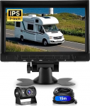 1080P HD tagumise vaate kaamera kaabel koos 7-tollise IPS monitorikomplektiga parkimisabi, 1024 * 600, IP69 AHD tagumise vaate kaamera auto &ouml;ise n&auml;gemise jaoks SUV veoauto Van RV koos p&auml;ikesevisiiriga / 15m kaabel, 12-24V