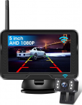 Stabiilne signaal: AHD 1080P traadita tagurduskaamera 5-tollise monitoriga 6 LED-valgusega traadita tagurduskaamera 170&deg; laia nurgaga IP69 veekindel DIY juhend auto haagissuvilale Van