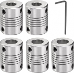 sourcing map Wellenkupplung aus Aluminiumlegierung, 8 mm bis 10 mm, flexible Kupplung, Motorverbinder, Schrittmotor-Kupplung f&uuml;r CNC-Maschine und 3D-Drucker (L25 x D19), 5 St&uuml;ck