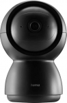 Hama Indoor Surveillance Camera, WiFi Mobile Phone (Swivel, Tilting WiFi Camera with App, Night Vision, Recording, Motion Sensor, Intercom, as Pet Camera, Baby Monitor, 1080p, 128GB) Black