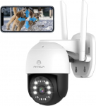 ANTELA 8MP Outdoor Surveillance Camera, 355&deg;/90&deg; PTZ WLAN Camera Outdoor with 24/7 Recording, IP65, 50 m Colour/IR/Smart Night Vision with Floodlight, 2-Way Audio, Motion Detection, Alarm Message,