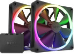 NZXT F140 RGB ventilaatorid - RF-R14DF-B1 - T&auml;iustatud RGB valgustuse reguleerimine - Vaikne jahutus - Kaksikventilaator (RGB ventilaator ja kontroller kaasa) - 140 mm ventilaator - must