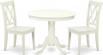 East West Furniture ANCL3-LWH-W Antiikne 3-osaline k&ouml;&ouml;gikomplekt v&auml;ikestele ruumidele, sisaldab &uuml;mmargune s&ouml;&ouml;gilaud koos alusega ja 2 t&auml;ispuidust istekohta, 36" x 36"