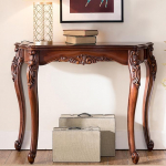 Massiver Holz-Konsolentisch Schmal, Beistelltisch Schmal Im Landhausstil mit Floralen Schnitzereien f&uuml;r Wohnzimmer, Eingangsbereich, Flur, Schlafzimmer, Foyer(115*42*85 cm/45*17*33 in)