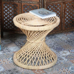 Casa Moro Anisa CF2086 rotangist k&uuml;ljelaud L&auml;bim&otilde;&otilde;t 46 cm &Uuml;mmargune k&otilde;rgus 45 cm Looduslik rotangist k&auml;sitsi valmistatud boho &scaron;ikk kohvilaud Retro etniline diivanilaud