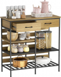 HOMCOM k&ouml;&ouml;gibuffet hoium&ouml;&ouml;bel 2 sahtli ja 3 avatud riiuliga t&ouml;&ouml;stuslikus stiilis terasraam s&ouml;&ouml;gituppa elutuppa k&ouml;&ouml;ki 90 x 40 x 91 cm naturaalsest ja mustast puidust