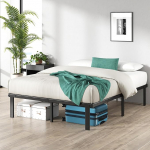 Zinus Caleb King Size voodiraam - voodi 150 x 200 cm - 36 cm k&otilde;rgus - metallist voodiraam voodi all oleva hoiualuse ja teraslattide toega - kokkupandav voodi - must