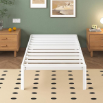 Lutown-Teen metallist voodi 90 x 200 cm, &uuml;mmarguste nurkadega, k&otilde;rgus 30,5 cm, voodi lamelliraamiga, metallist voodiraam 90 x 200 cm koos voodi all oleva panipaigaga, valge, m&uuml;ravaba, lihtne kokkupanek, valge