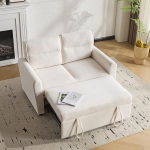 [Magamisfunktsiooniga diivanvoodi] Kaasaegne 2-kohaline diivan / kokkupandav diivanvoodi v&auml;lja t&otilde;mmatava funktsiooniga / reguleeritav seljatugi / sisaldab suurt seljapatja / ruumi s&auml;&auml;stmine v&auml;ikestesse elutubadesse (beež)