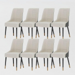 POVISON Mid-Century s&ouml;&ouml;gitoa toolid, kunstnahast s&ouml;&ouml;gitoa tool, t&auml;ispuidust jalad, tihe k&auml;sn, osaline kokkupanek, hall (8-osaline komplekt)