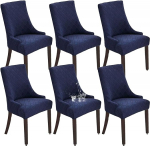 Veekindel Wingback Side Chair Slipcovers, elastsed s&ouml;&ouml;gitooli katted, eemaldatav Wingback Side Chair Cover, pestav bankettdekoratsiooniks, tumesinine, 6 komplektiga