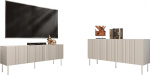 Mirjan24 Intori I elutoa seinakapp, Elegantne elutoa komplekt, freesitud frondid, metallist jalad, l&uuml;kanduksed, TV-aluslaud, sahtlituba (beež)