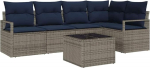 vidaXL Diivan Set mit Kissen Grau Poly Rattan, Garten- und Terrassen-Sofagarnitur, modulaarne, kerge, UV-best&auml;ndig, wetterfest, rechteckige Rattan-M&ouml;bel