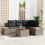 Modulares Outdoor-Sofa-Set 4 St&uuml;cke in Schwarz Creme aus Polyrattan mit Kissen f&uuml;r den Garten