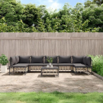 6-TLG. Garten-Lounge-Set mit Kissen Anthrazit Poly Rattan - Gartenm&ouml;bel Set als Lounge Set f&uuml;r Terrasse und Au&szlig;enbereich
