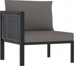 Poly Rattan Sofa mit Aluminiumrahmen Outdoor Ecksofa Anthrazit Modulares Sofa f&uuml;r Innen und Au&szlig;en Garten Lounge Poly Rattan Eckelement