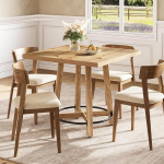 LITTLE TREE 31,5 Zoll moderner Esstisch, quadratischer K&uuml;chentisch f&uuml;r kleine R&auml;ume, ideal f&uuml;r 2-4 Personen, Mid-Century-Modern-Stil f&uuml;r K&uuml;che und Esszimmer, braun und schwarz