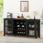 HSH k&ouml;&ouml;gikapp koos hoiuruumiga Farmhouse Buffet kapid K&ouml;&ouml;k riiuliga kangastele alkohoolsetele jookidele Kohvi Industrial Sideboard koju Elu s&ouml;&ouml;gituba Veinikapp must 140 cm