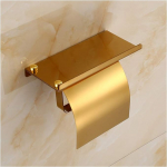 Toilettenpapierhalter mit Ablage 304 Edelstahl Klopapierhalter Wandmontage Toilettenpapierhalter mit Telefonst&auml;nder Badaccessoires Gold WC-Papierhalter f&uuml;r Badezimmer Toilette K&uuml;che,Gold