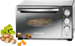 ROMMELSBACHER BGS 1400 Baking & Grill Oven - Energy-Saving & Efficient, 22 Litre Volume, Non-Stick Baking Compartment, 6 Heating Types, Rotisserie Spit, 60 Min. Timer, Double Glazing, Silver, 1380 W