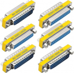 Xiatiaosann DB25 Adapter Male Female 25 Pin Coupler Gender Changer Adapter Converter DB25 Female to Male/Female Male to Male 6 Pack
