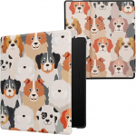 kwmobile Schutzh&uuml;lle f&uuml;r Amazon Kindle Oasis 10. Generation H&uuml;lle - eReader Flip Case mit Auto Sleep Funktion - Viele Hunde mit Wei&szlig; Hellbraun Grau