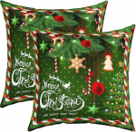 J&otilde;ulud Pillow Covers 18x18 tolli 2 Pack Soft Christmas Snowflake Throw Pillow Covers Christmas Tree Room Decorative Pillow Covers Green Happy New Year padjakatted Luksuslik dekoratiivsed padjakatted Green Happy New Year padjakatted
