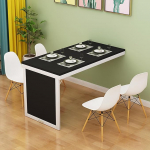 Invisible Telescopic Folding Wall Shelf Wood Foldable Table for Kitchen Small Dining Table for Home Balcony Living Room (Black & White Frame)