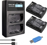 CITYORK 2-Pack LP-E6 LP E6N asendusaku ja USB LCD Dual akulaadija, mis &uuml;hildub Canon EOS 80D, 6D, 7D, 70D, 60D, 5D Mark III, 5D Mark II, BG-E14, BG-E11, BG-E9, BG-E7 mudelitega.