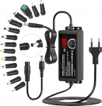 SoulBay 72W 3-24V universaalne toiteallikas, universaalne AC/DC adapteri laadija koos 14tk alalisvooluotsikute ja vastupidise polaarsuse kaabliga CCTV kaamera LED ribade koduelektroonika jaoks - 3000mA Max.