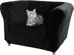 SYLC Velvet Stretch Chesterfield diivanikatted, diivanikate koos istmepadja kattega, diivanikatted, kumer komplekt, Vintage, mittelibisev (must, tool + 1 suur iste)