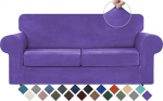 WEERRW Velvet diivanikatted 2 padja jaoks, diivan diivan - High Stretch Luxury Velvet Plush 3 t&uuml;kki diivanikatted elastse p&otilde;hjaga, m&ouml;&ouml;bli kaitsja lemmikloomadele, masinpesu, lilla, keskmine