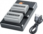 DSTE 2-pack NP-FP50 aku ja Micro USB topeltlaadija, mis &uuml;hildub Sony NP-FP50 ja DCR-DVD103, DCR-DVD105, DCR-DVD203, DCR-DVD205, DCR-DVD305, DCR-DVD92, DCR-HC20 kui NP-FP30.