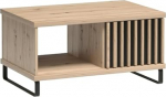 MINIO go for it - Mali kohvilaud lamellidega, 90 x 46 x 58 cm, kaasaegne elutoa laud 1 sahtliga, ideaalne puidust kohvilaud elutuppa, metalljalad - Artisan Oak/Black