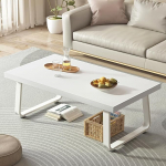 HSH valge kohvilaud Modernne lihtne ristk&uuml;likukujuline elutoa laud Industrial Wood Metal Legs Keskmine lauad magamistoas Farmhouse Minimalistlik puidust laud Cocktail Tea