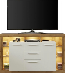 trendteam smart living - K&otilde;rvalkapp elutoa kapp v&auml;ike - Living - Rock - kokkupandud m&otilde;&otilde;tmed (B x K x S) 150 x 90 x 40 cm - V&auml;rv Wotan Tamme valge k&otilde;rgl&auml;ikega - 182687049