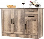 COSTWAY puidust k&uuml;ljepaneel, k&ouml;&ouml;gikapp 2 sahtli, 3 ukse ja 1 reguleeritava riiuliga, multifunktsionaalne buffetkapp t&ouml;&ouml;stuslik k&ouml;&ouml;ki, elutuppa, magamistuppa, 110 x 40 x 78 cm.