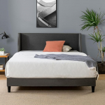 Zinus Evelyn &uuml;heinimesevoodi 90 x 190 cm - polsterdatud raam koos seljatoega - 25 cm k&otilde;rgus - tumehall