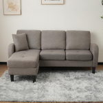 Kebnor L-kujuline nurgadiivan koos Chaise Longue'ga - 3-kohaline diivan, 166 x 118 x 77 cm, hingav puuvillasest linasest kangast, plastist jalad, modulaarne disain, ideaalne v&auml;iksematesse ruumidesse (tumehall)