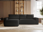 GRAINGOLD Tazones nurgadiivan magamisfunktsiooniga ja voodikastiga 250 x 165 cm, L-kujuline diivan hoiuruumiga, diivanvoodi elutuppa, veluur, 3-kohaline nurgadiivan, moodne disain (must, vasakpoolne)