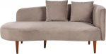 Beliani Chaise Longue Velvet Fabric Grey koos pehmendusega seljatoega paremal k&uuml;ljel Modern Chaumont