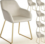 tectake s&ouml;&ouml;gitooli komplekt, sametist kangastoolid, s&ouml;&ouml;gitoolide komplekt, elutuba, garderoobitool, k&ouml;&ouml;gitool, magamistuba, s&ouml;&ouml;gitoolid - kreemikas/kuldne, komplekt 6 tk.