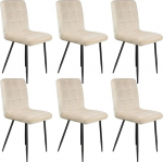 LANTUS s&ouml;&ouml;gitoolid 6 tk Sametist toolid ergonoomilise seljatoega metalltekstuuriga magamis- ja elutuppa beež - 6 tk